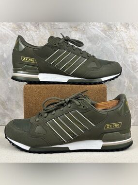 adidas Originals ZX 750 Olive Green Gold Retro Sneakers Men’s 11.5